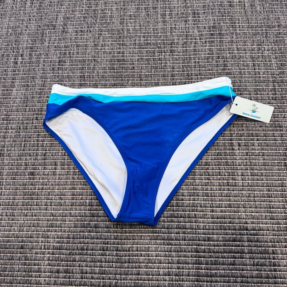 Beach Riot Blue Colorblock Mid-Rise Bikini Bottom